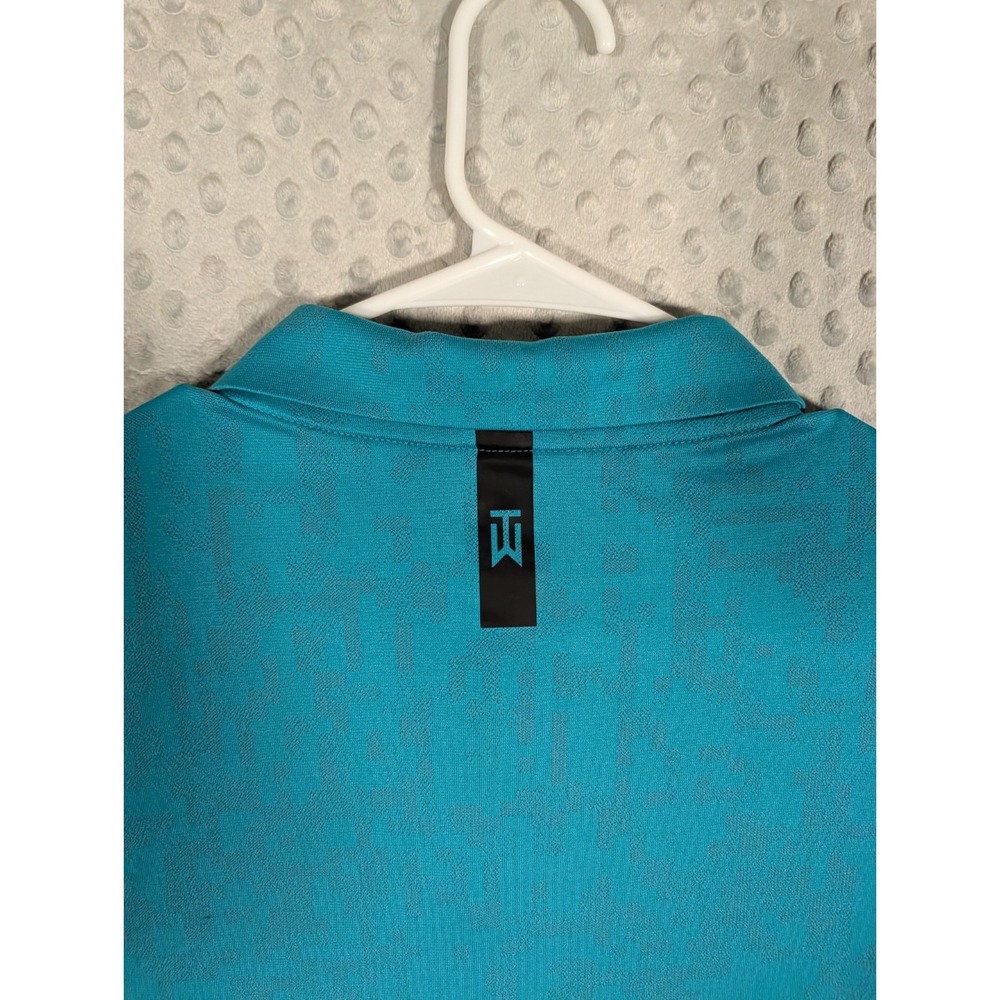 Tiger Woods Collection Nike Dri-Fit Polo Shirt Men's Large Teal Geo Jacquard - Picture 8 of 13